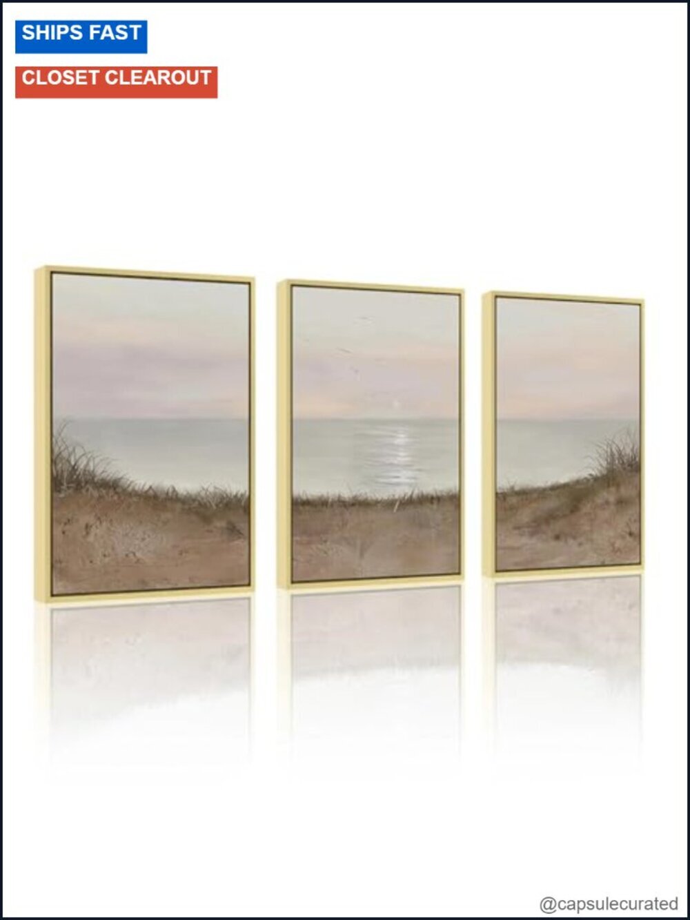 Neutral Coastal Beach Canvas Art Set of 3, Minimalist Landscape Wall Decor,